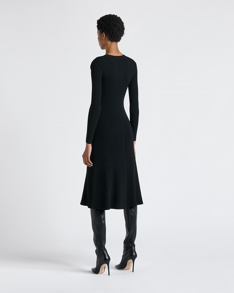 Dresses  | Ribbed Knit Midi Dress | 990 Black